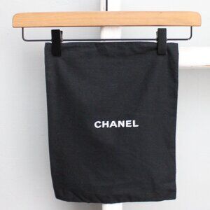 Chanel Authentic Small Black Canvas Logo Dust Bag 12"H x 10"L